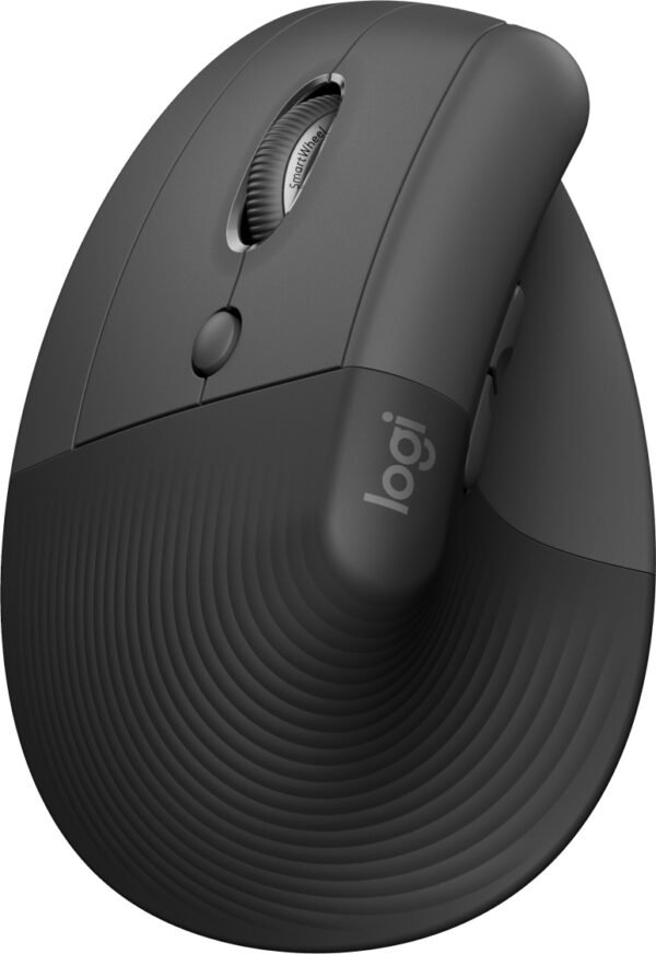 Logitech – mouse vertical ergonómico – zurdo – 6 botones – inalámbrico – Bluetooth, 2.4 GHz – receptor de USB